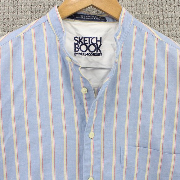 Sketch Book By Wilke Rodriguez Shirt Mens Medium M Blue Striped Button Down - Picture 2 of 9
